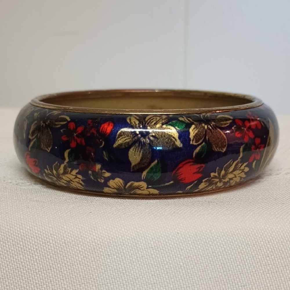 Floral Enamel Bangle Bracelet